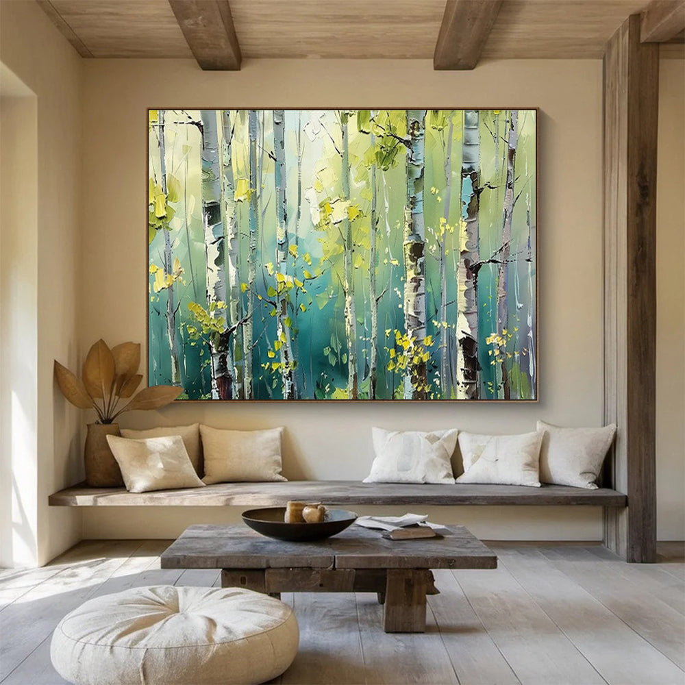 Lush Birch Forest Landscape Art for Nature - Loving Bedroom Retreat DLZ3054