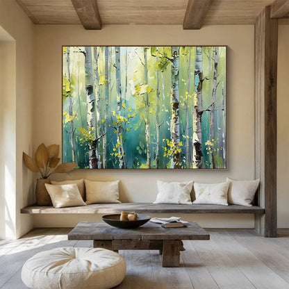 Lush Birch Forest Landscape Art for Nature - Loving Bedroom Retreat DLZ3054
