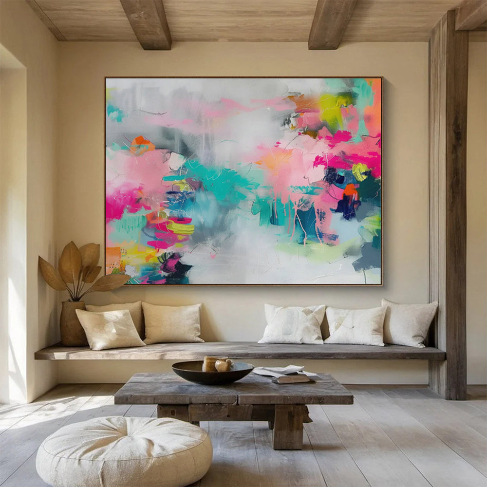 Pink - Blue Abstract Color Art for Chic Boutique Café DLZ2859