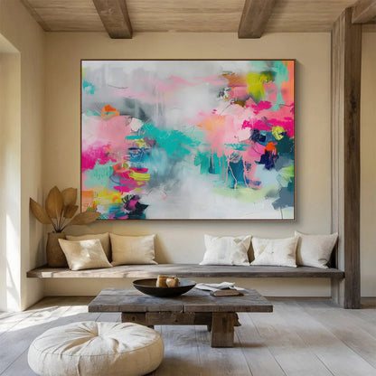 Pink - Blue Abstract Color Art for Chic Boutique Café DLZ2859