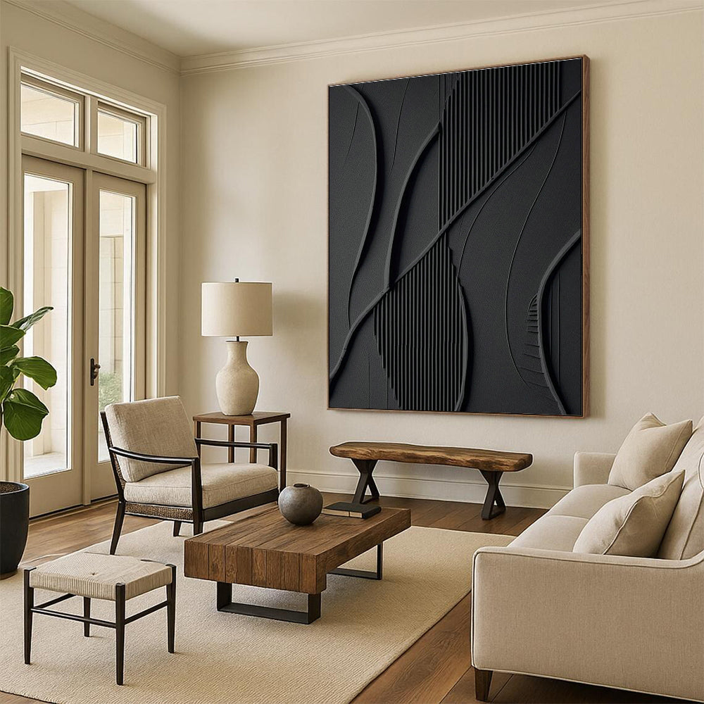 Black Textured Art for Industrial Loft & Contemporary Gallery DLZ2165