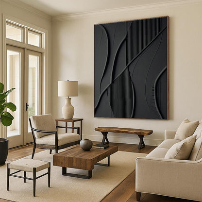 Black Textured Art for Industrial Loft & Contemporary Gallery DLZ2165