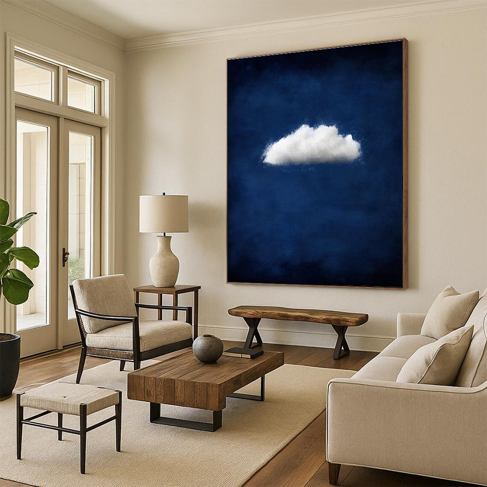 Single White Cloud on Blue 2 Art for Coastal Café & Modern Beach House STSC1404