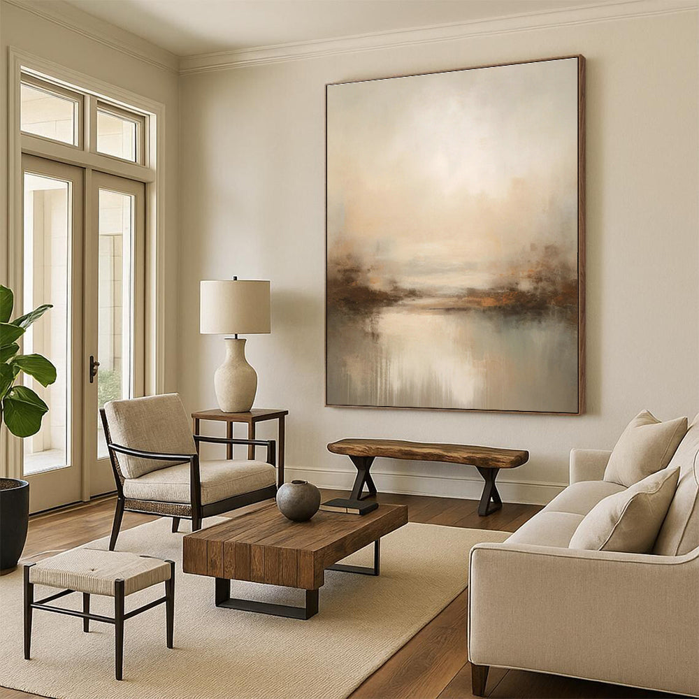 Soft - Toned Landscape Abstract Art for Bedroom & Spa Retreat DLZ1259