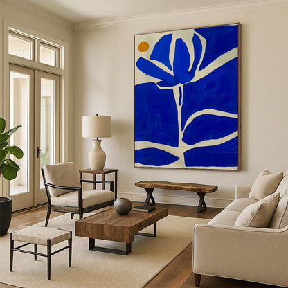 Blue Flower Abstract Art for Bohemian Garden House & Artisan Shop DLZ1759