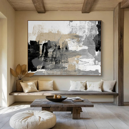 Grey - Gold Abstract Art for Luxe Living Room Accent Wall DLZ2832