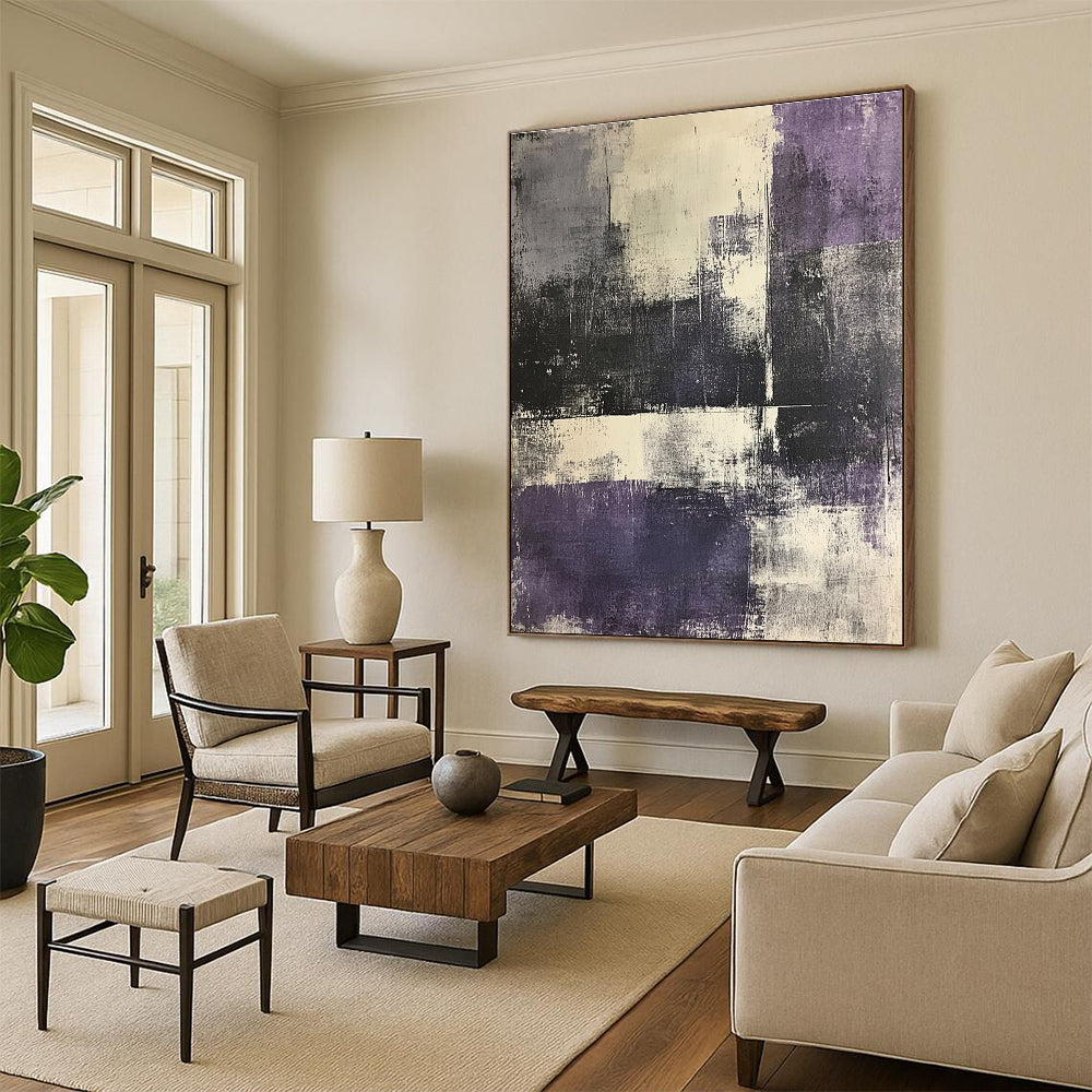 Purple and Gray Abstract for Art Deco Lounge & Eclectic Bedroom STSC622