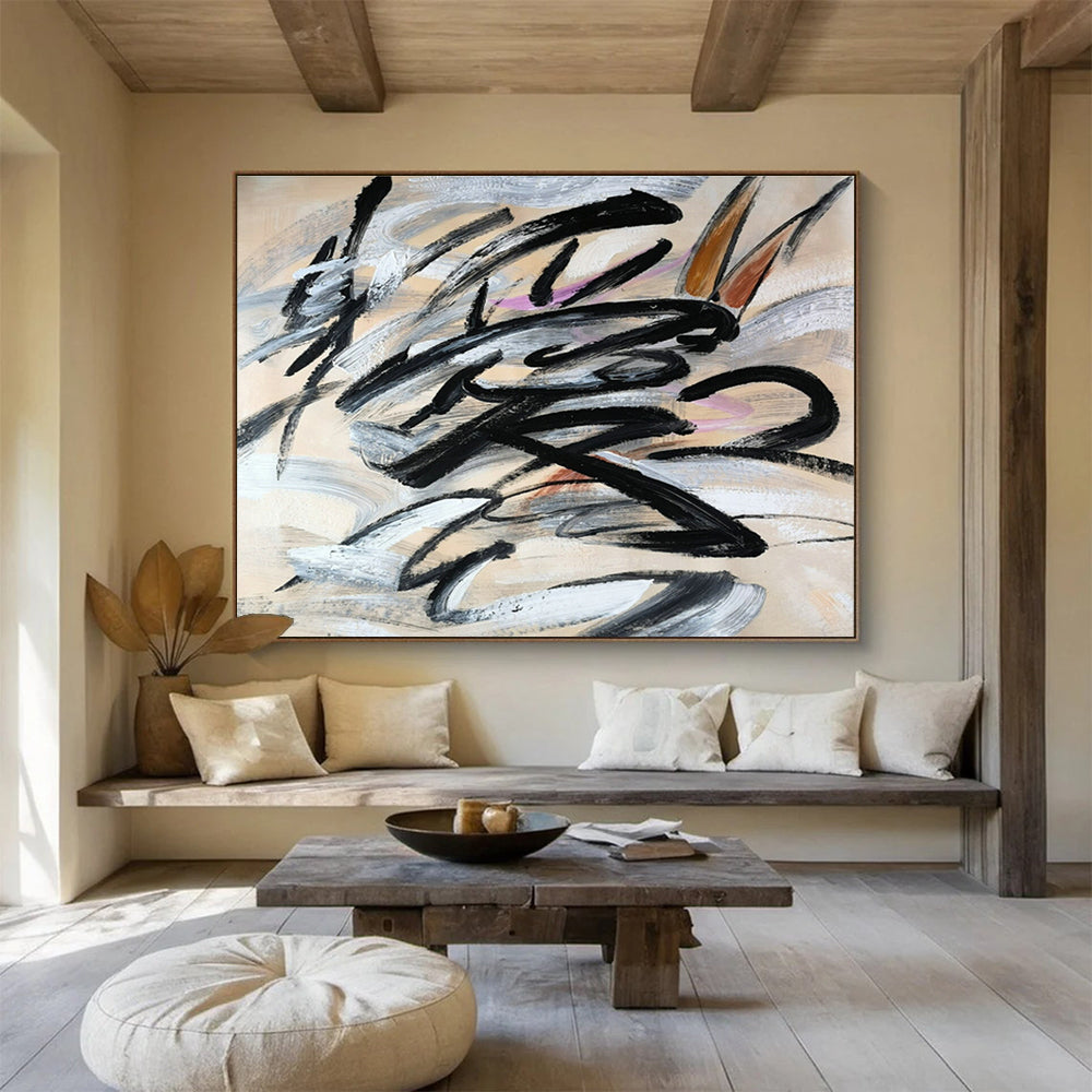 Ink - Stroke Abstract Art for Asian - Inspired Restaurant Decor DLZ2673