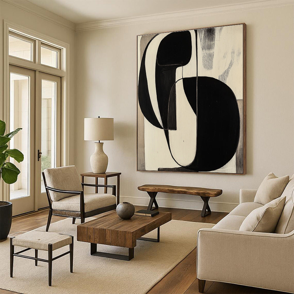 Black and White Geometric Abstract for Industrial - Chic Loft & Modern Art Studio STSC472