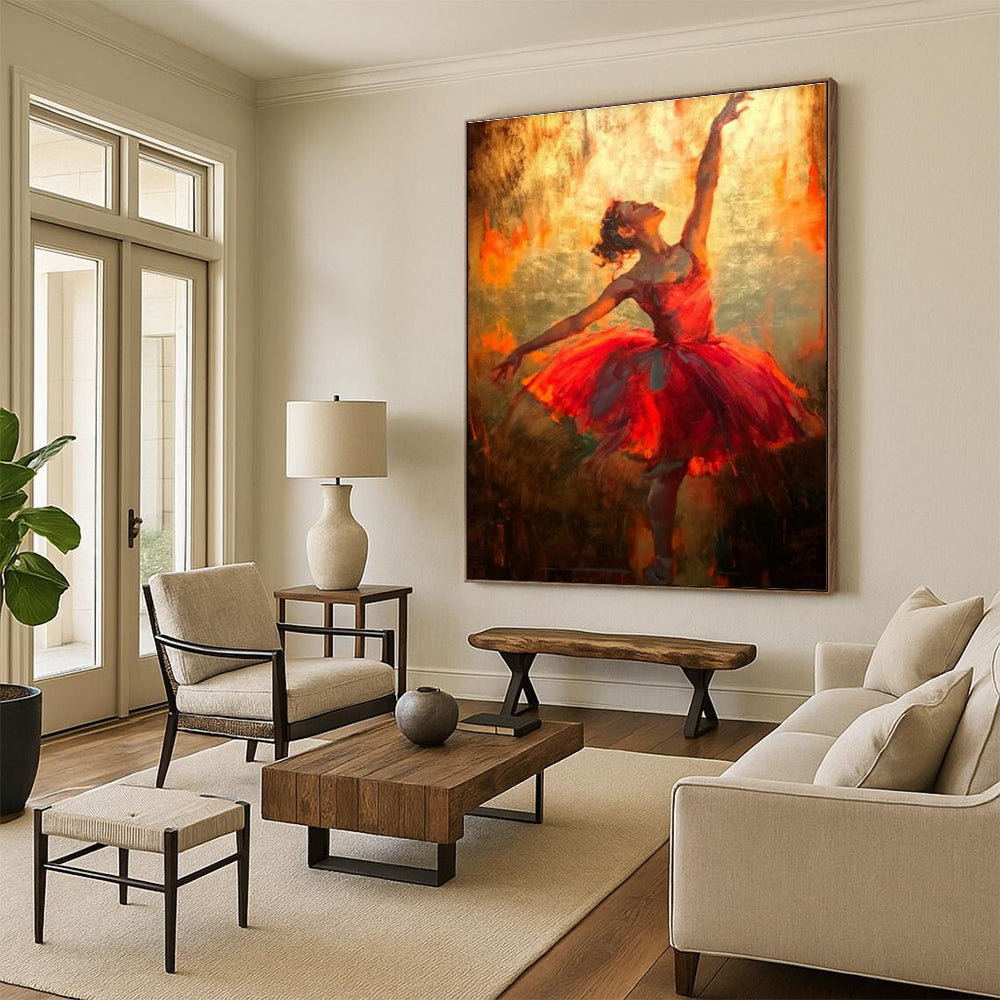 Ethereal Red Ballerina Art for Ballet School & Luxury Living Room DLZ2339