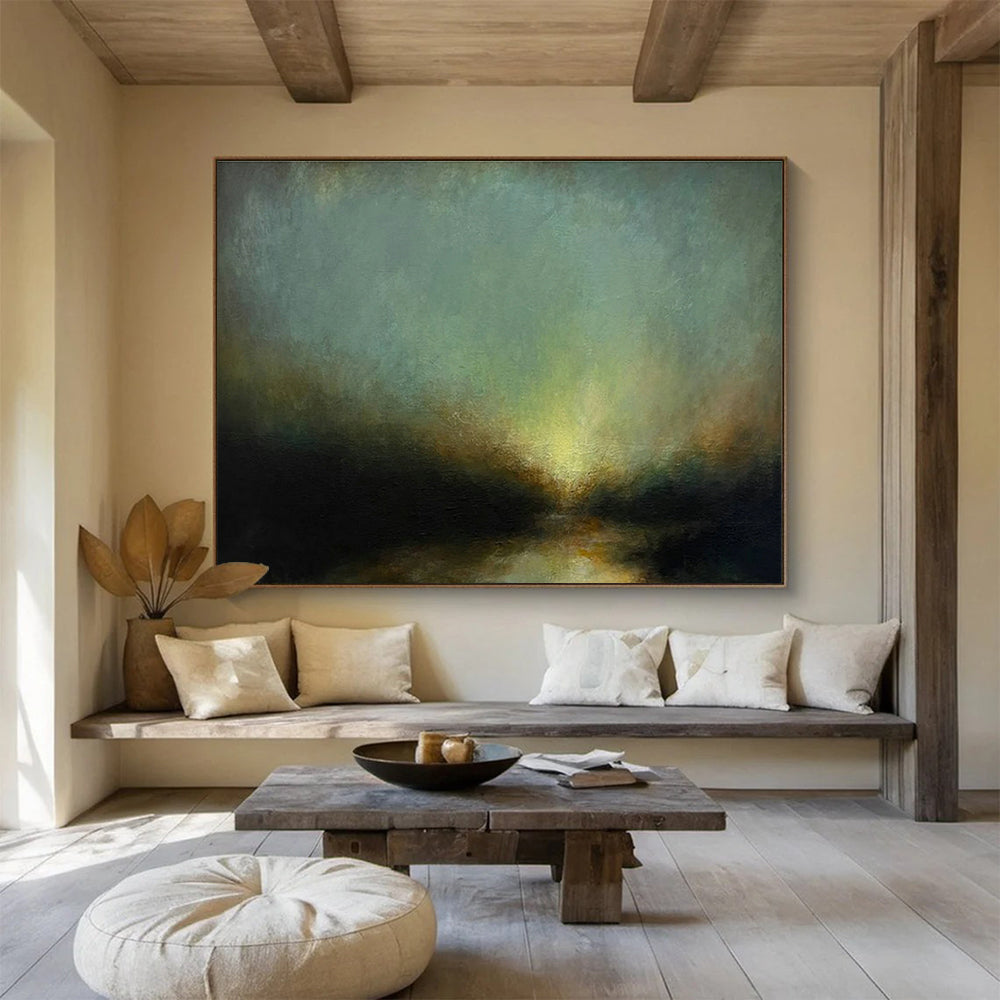 Dark Green Landscape Oil Painting for Eco - Friendly Lodge Common Areas DLZ3161