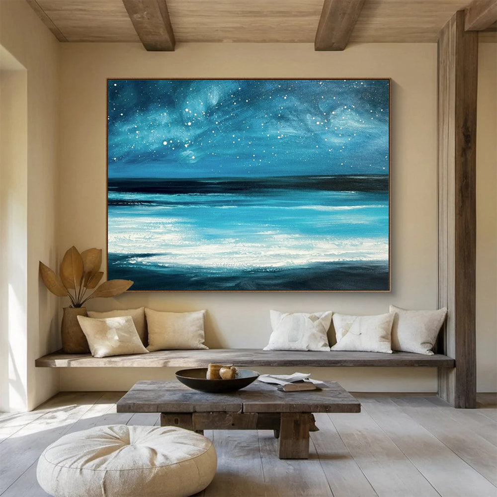 Starry Sea View Oil Painting for Celestial - Themed Bedrooms DLZ2488