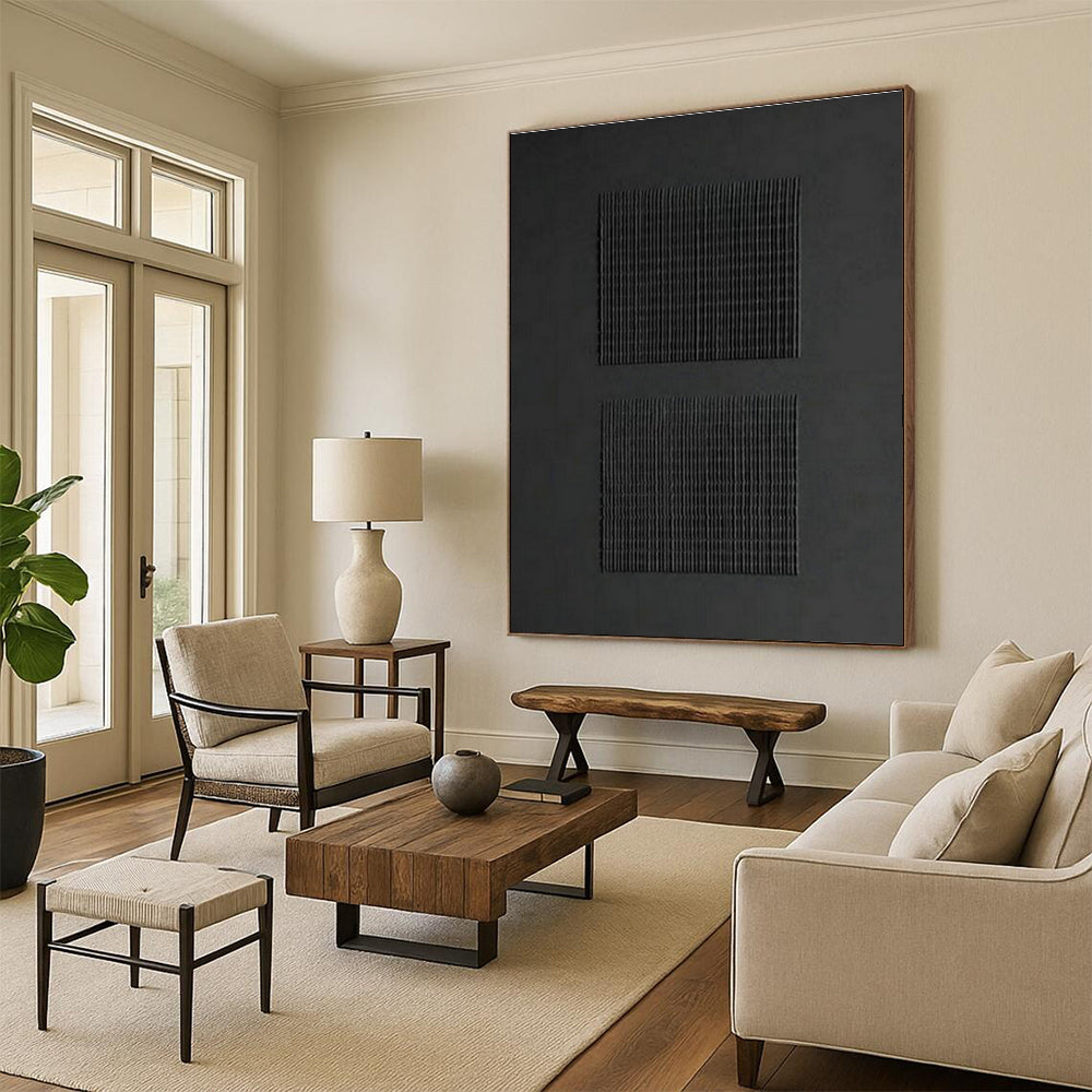 Black Grid Abstract Art for Industrial - Style Cafés DLZ0246