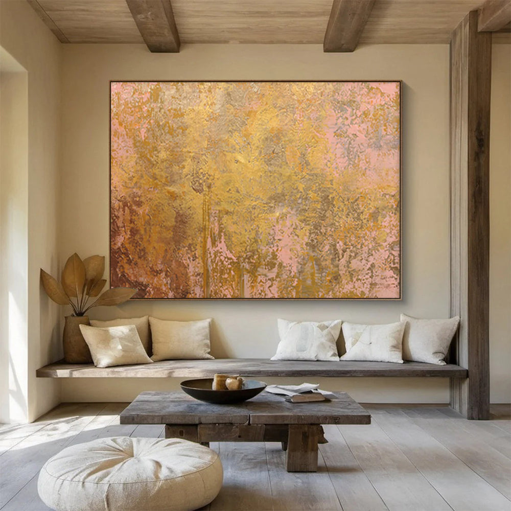 Gold - Pink Gradient Abstract Art for Charming Dressing Rooms DLZ2406