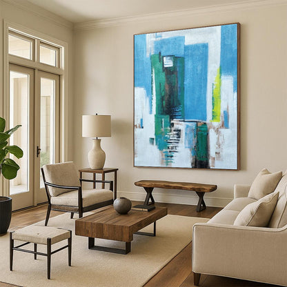 Urban Color Block Abstract Art for City - Themed Café & Modern Apartment Lobby DLZ0762
