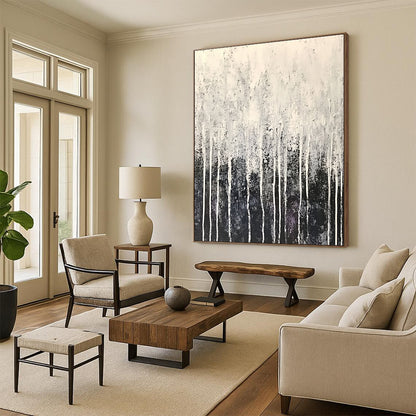 Grey and White Dripping Forest for Modern Industrial Office & Art - Inspired Home Library STSC360