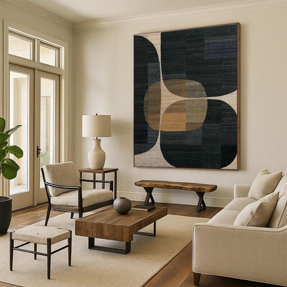 Geometric Color - Block Rug Art for Mid - Century Modern Dining Areas DLZ0255