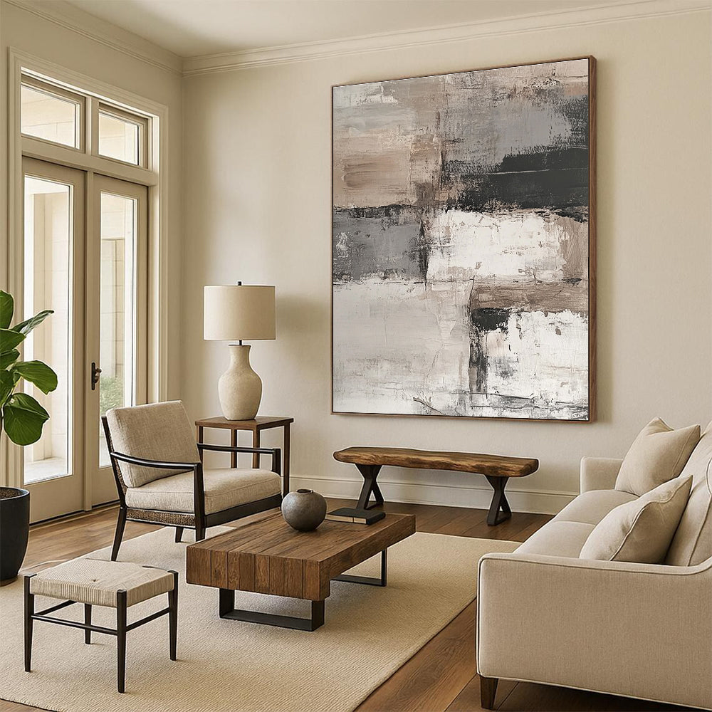 Layered Neutral Abstract for Contemporary Living Space & Art - Centric Workplace STSC269