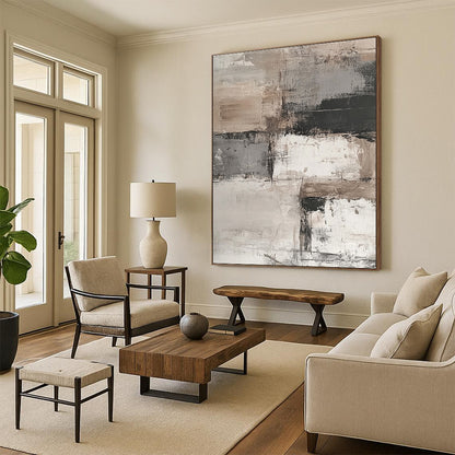 Layered Neutral Abstract for Contemporary Living Space & Art - Centric Workplace STSC269