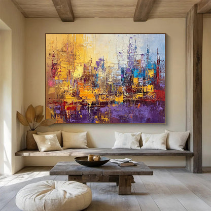 Vibrant Cityscape Abstract Art for Urban Loft & Traveler’s Study SC355
