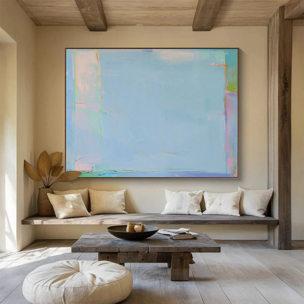 Light Blue Minimalist Abstract Art for Serene Bedroom DLZ2876