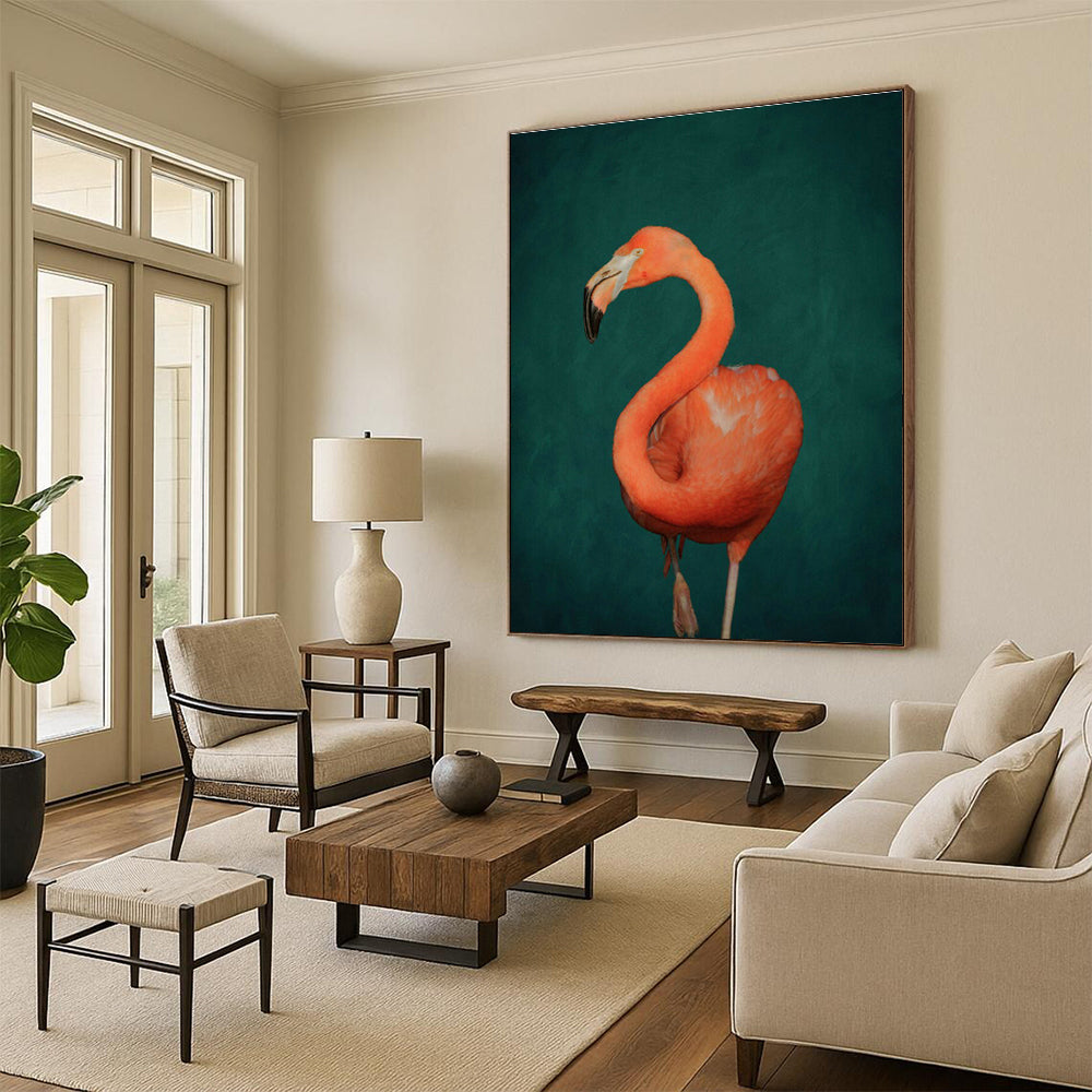 Elegant Flamingo Portrait Wall Art for Bedroom & Living Room DLZ0390