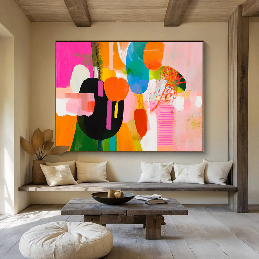 Colorful Abstract Shapes Art for Vibrant Living Room & Creative Office SC300