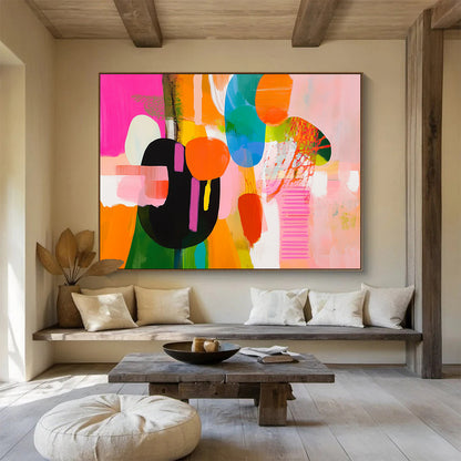 Colorful Abstract Shapes Art for Vibrant Living Room & Creative Office SC300
