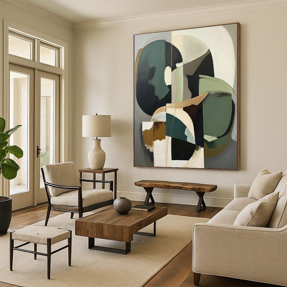 Geometric Abstract Art for Modern Corporate Office & Mid - Century Modern Home Living Room DLZ1619