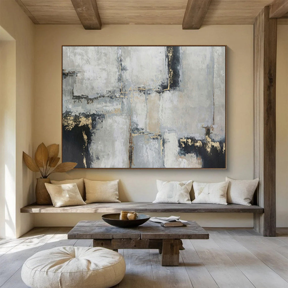 Gold - Grey Geometric Block Art for Chic Entryway DLZ2735