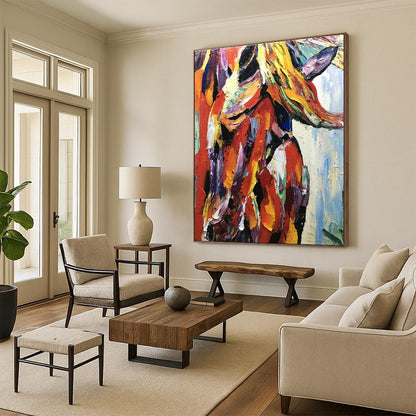 Colorful Animal Impasto Art for Bohemian Living Room & Creative Kids’ Playroom DLZ1279