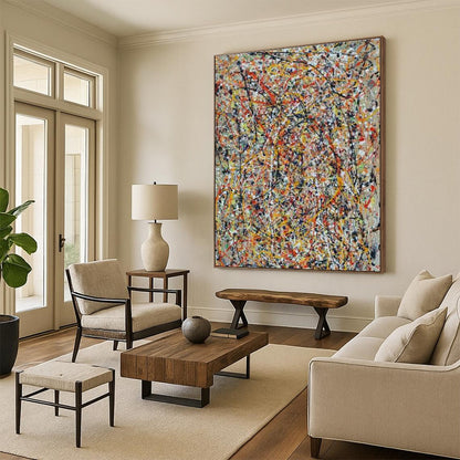 Pollock - Style Abstract Art for Creative Agency Breakroom & Eclectic Art Bar DLZ1573