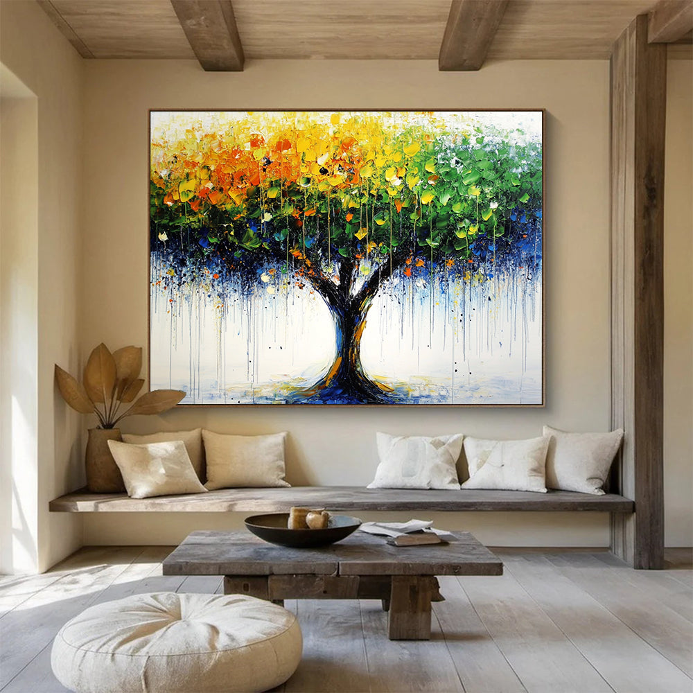 Colorful Dripping Tree Art for Bohemian - Style Home & Creative Art Studio SC285
