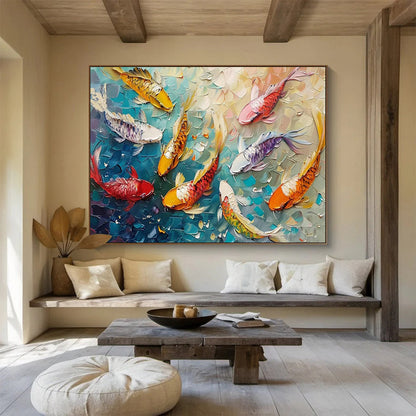Textured Koi Fish Art for Prosperity - Themed Asian Restaurants DLZ3089