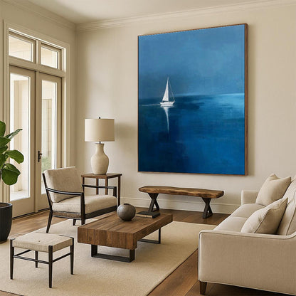 Solitary Sailboat Art for Nautical - Themed Home Studies DLZ0271