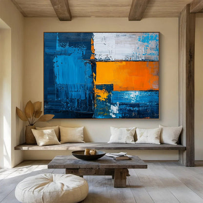 Blue - Orange Geometric Abstract Art for Industrial Loft Living Rooms DLZ2657