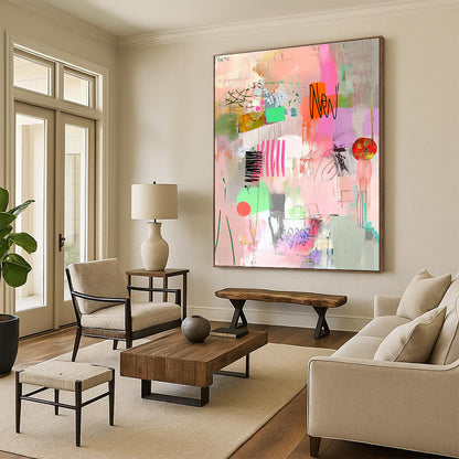 Colorful Abstract Collage for Bohemian Living Room & Creative Studio STSC649