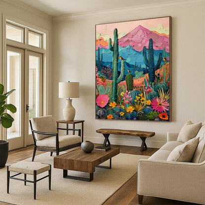 Colorful Desert Landscape Art for Southwest - Style Home & Cactus - Themed Gift Shop DLZ1409