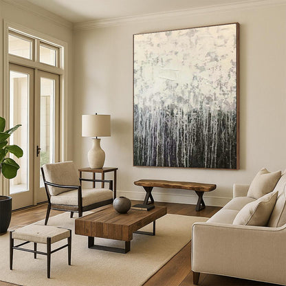 Gray Dripping Abstract Art for Modern Office Reception & Industrial - Style Café DLZ0890