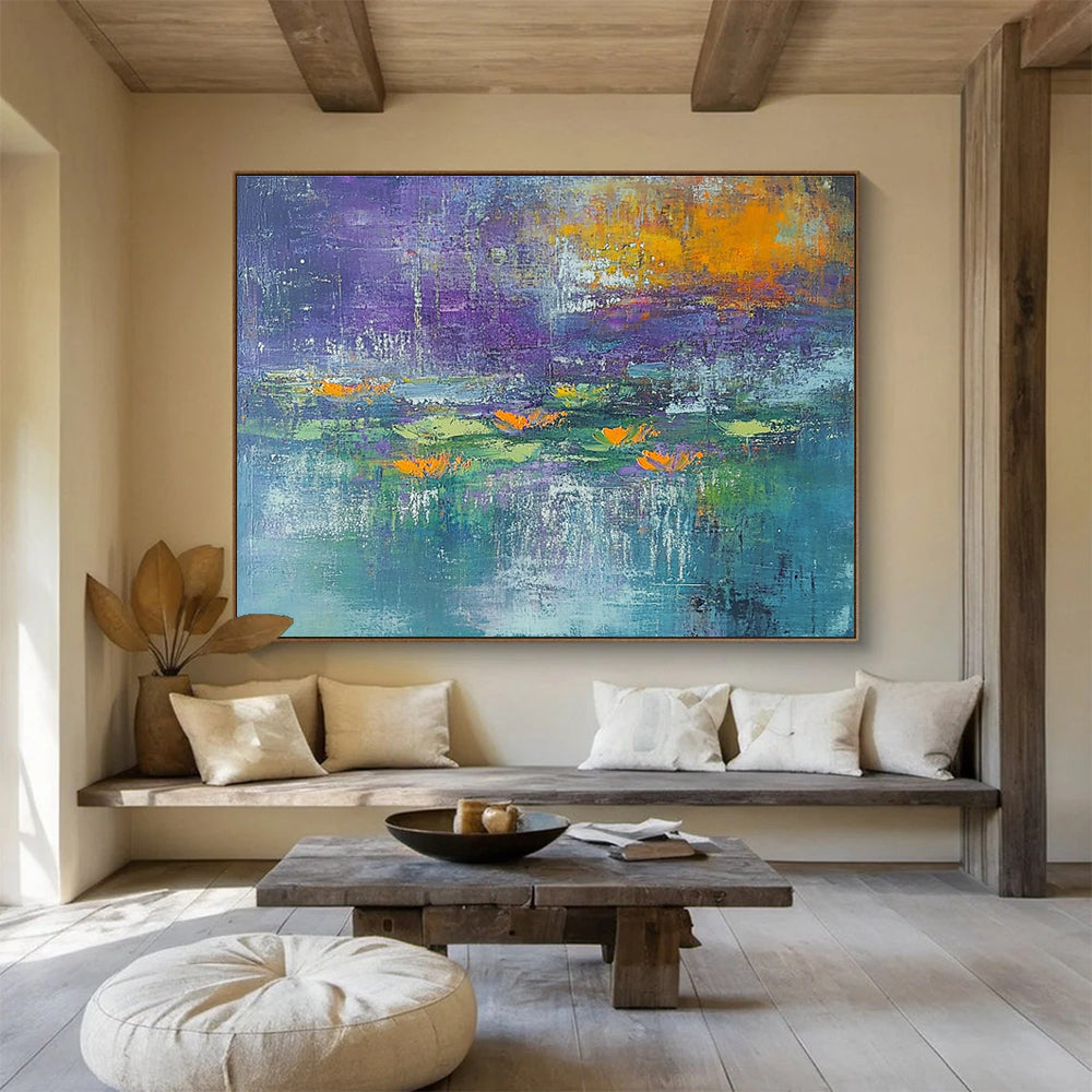 Abstract Water Lily Pond Art for Garden - Themed Restaurant & Nature Lover’s Home SC433