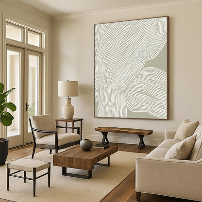 Gray - White Line Abstract Art for Minimalist Home & Contemporary Office DLZ1126