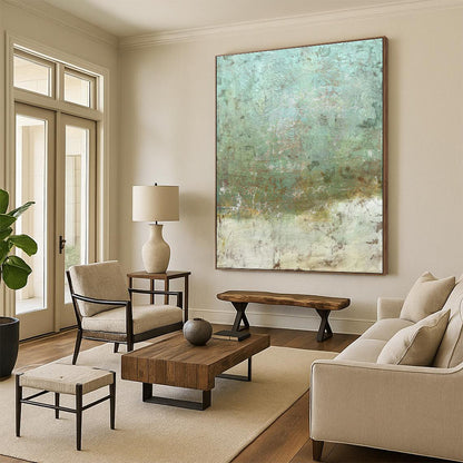 Textured Teal and Brown Art for Bohemian Café & Eclectic Living Room DLZ2212