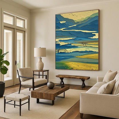 Layered Landscape Art for Modern Living Room & Nature - Inspired Café DLZ0970