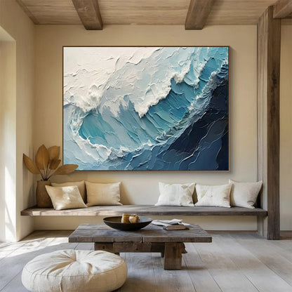 Textured Ocean Wave Art for Coastal Home Living Room Focal Points DLZ3256