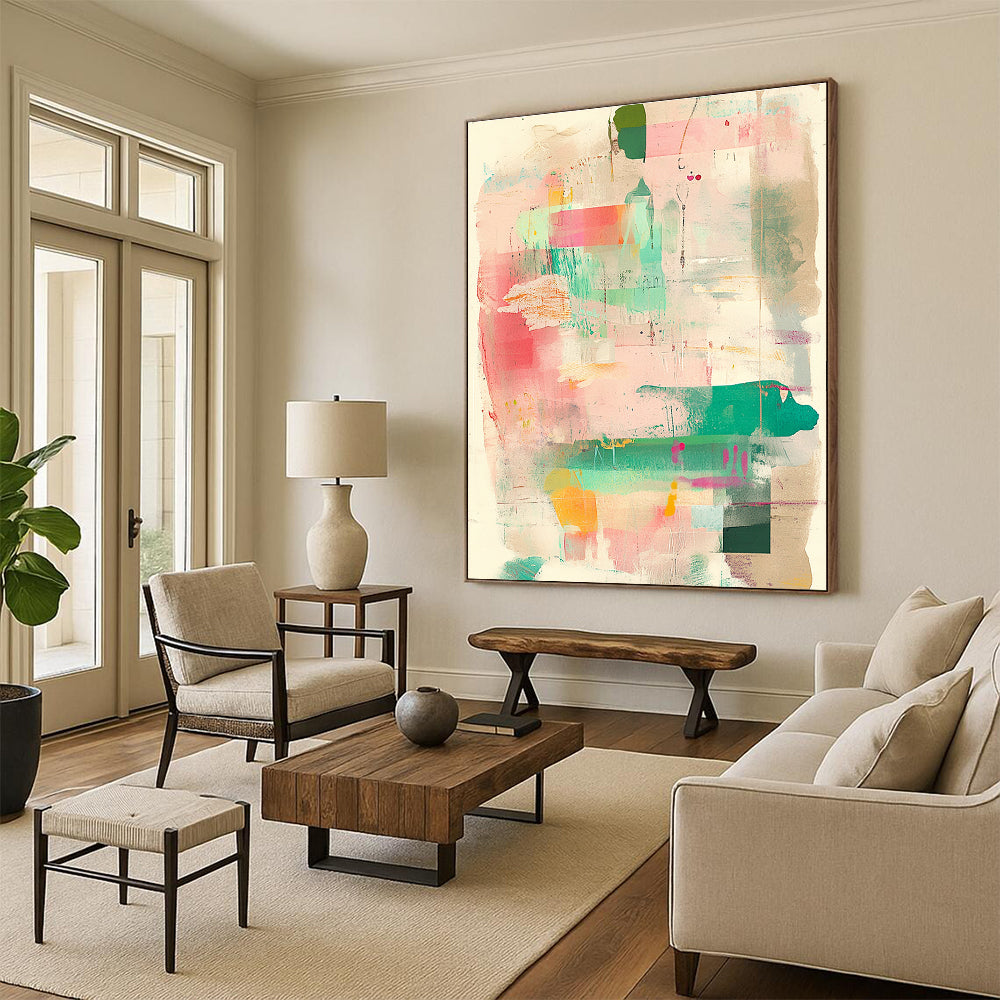 Colorful Abstract Collage Art for Bohemian - Style Living Room & Creative Studio STSC1360