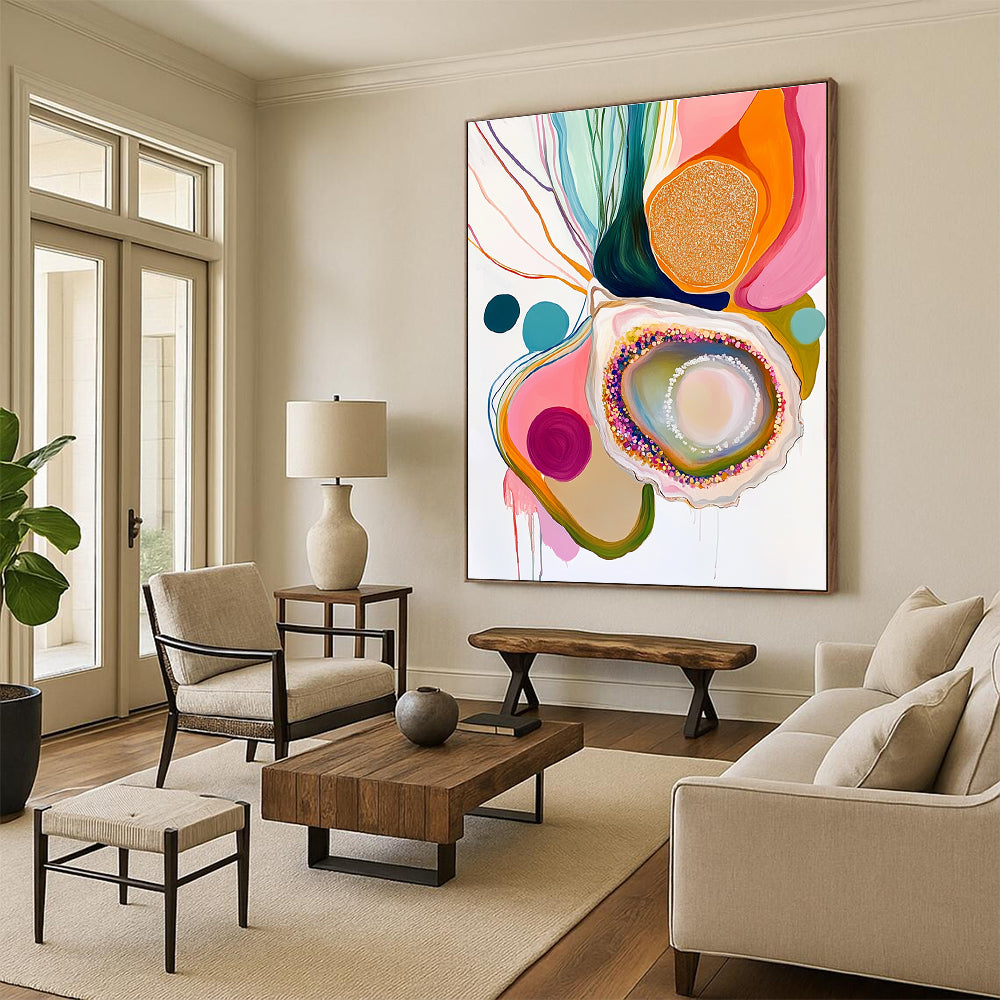Vibrant Oyster Abstract Art for Dining Room & Sunroom STSC665