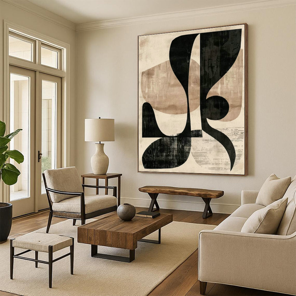 Black - Beige Geometric Abstract for Minimalist Home & Design Studio DLZ0578