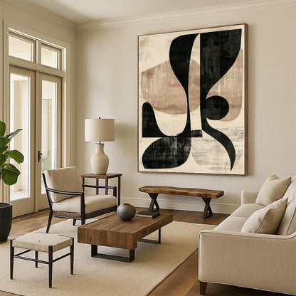 Black - Beige Geometric Abstract for Minimalist Home & Design Studio DLZ0578