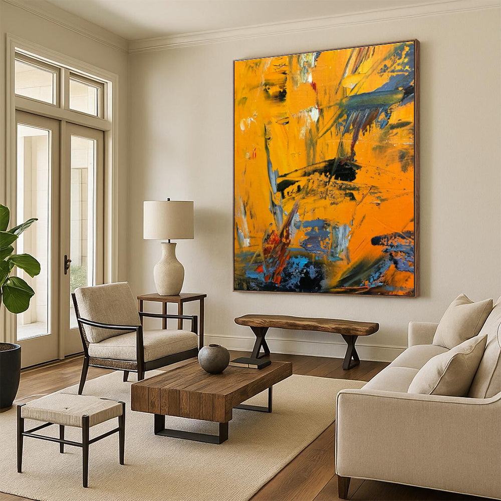 Vibrant Orange Abstract Art for Living Room & Kitchen DLZ0525