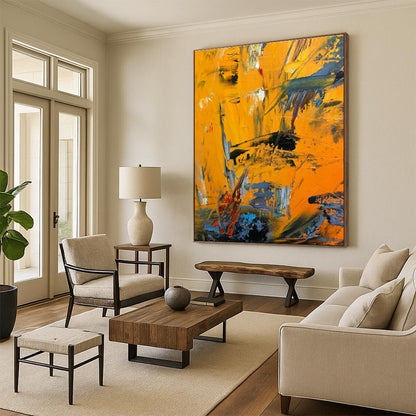 Vibrant Orange Abstract Art for Living Room & Kitchen DLZ0525
